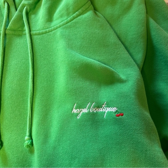 Hazel boutique green hoodie with cherries - Picture 2 of 3